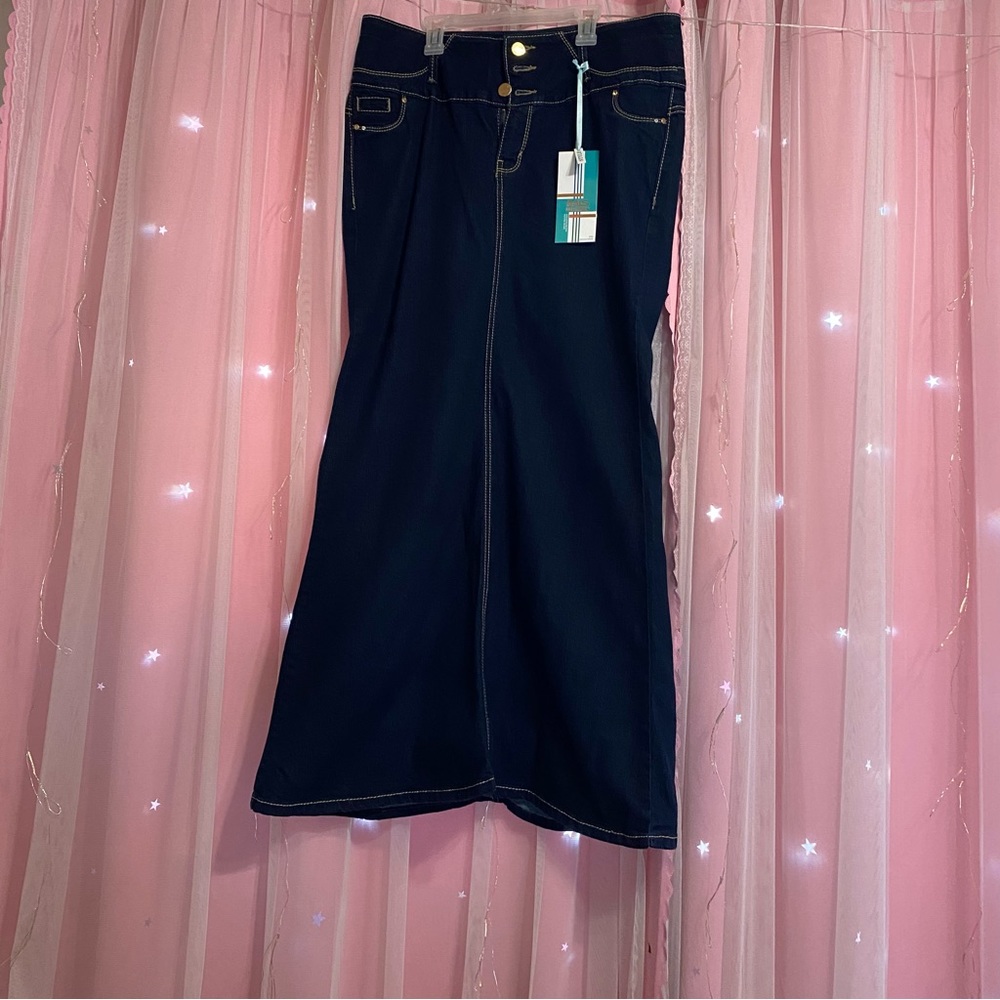 Navy blue Jean skirt denim NWT y2k vibes style aesthetic rare maxi